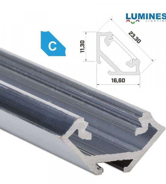 LED Alumínium Profil Sarokba rögzíthető [C] Natúr 1 méter