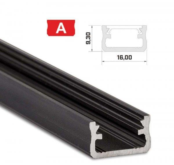 LED Alumínium Profil Standard [A] Fekete 2,02 méter