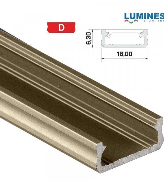 LED Alumínium Profil Általános U alakú [D] Bronz 2,02 méter