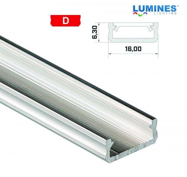 LED Alumínium Profil Általános U alakú [D] Natúr 2,02 méter
