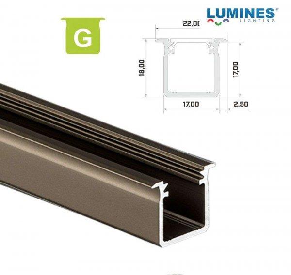 LED Alumínium Profil Beépíthető Mély [G] Bronz 1 méter