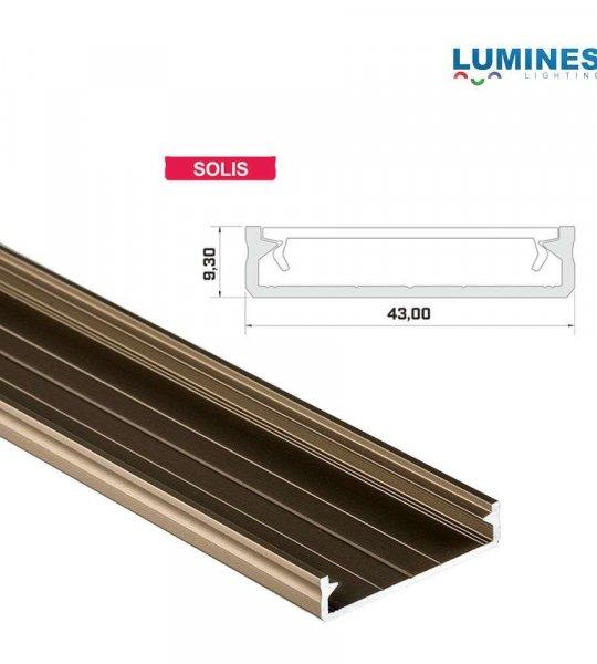 LED Alumínium Profil Széles [SOLIS] Bronz 1 méter