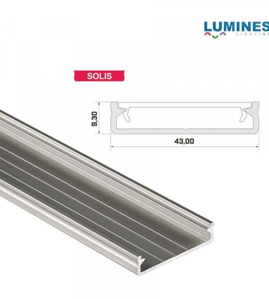 LED Alumínium Profil Széles [SOLIS] Ezüst 1 méter