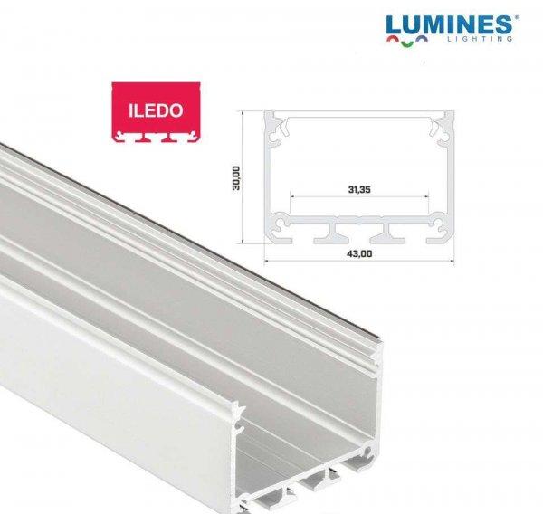 LED Alumínium Profil ILEDO Széles Magas Fehér 1 méter