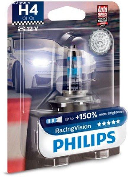 PHILIPS Izzó H4 12V 60/55W P43t Racing Vision (BLISTER)