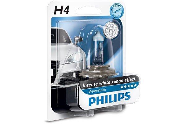 PHILIPS Izzó H4 12V 60/55W P43t WHITE VISION (BLISTER)
