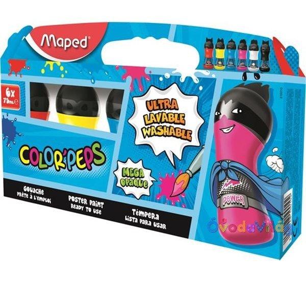 Tempera 6db-os MAPED "ultra-washable" 6x75 ml, alap színek