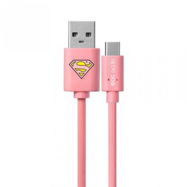 USB kábel DC - Superman 002 USB - MicroUSB adatkábel 1m pink