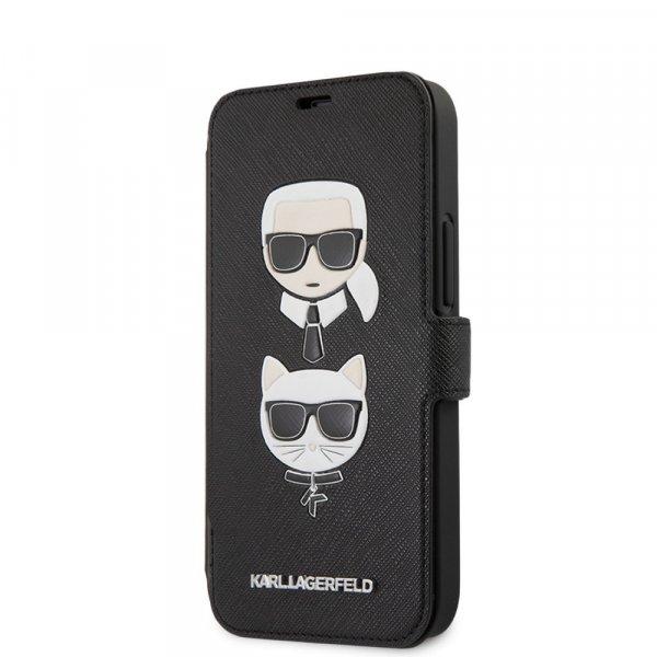 Karl Lagerfeld and Choupette Apple iPhone 12 Mini 2020 (5.4) Saffiano K&C Heads
oldalra nyíló könyv tok fekete (KLFLBKP12SSAKICKCBK)