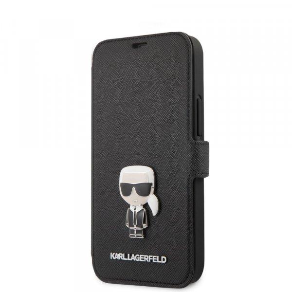 Karl Lagerfeld Apple iPhone 12 Mini 2020 (5.4) Saffiano Iconic oldalra nyíló
könyv tok fekete (KLFLBKP12SIKMSBK)