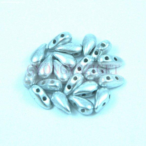 DropDuo - cseh préselt kétlyukú gyöngy - Aluminium - 3x6mm