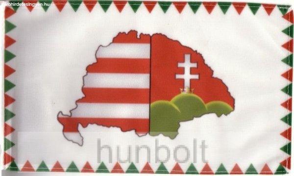 Farkasfogas osztott Nagy-Magyarországos zászló, kétoldalas selyem anyagból
60x90cm