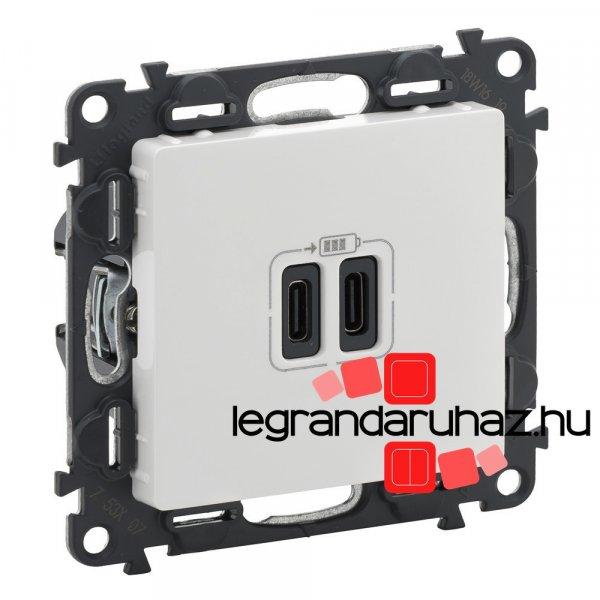 Legrand Valena Life töltőaljzat kettős USB C-típusú csatlakozóval, fehér,
Legrand 753107