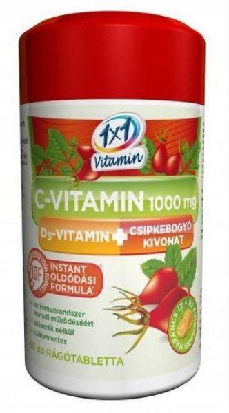 1x1 Vitaday C-vitamin 1000 mg + D3 +csipkebogyó kivonat narancs ízű
rágótabletta (60 db)