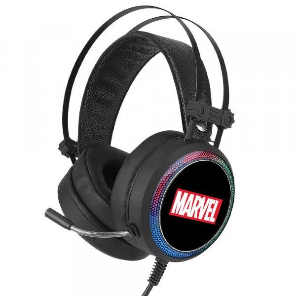 Marvel fejhallgató - Marvel 001 USB-s gamer fejhallgató RGB színes LED
világítással, állítható mikrofonnal fekete (MHPGMV001)