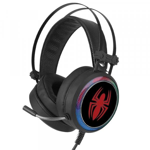 Marvel fejhallgató - Pókember 001 USB-s gamer fejhallgató RGB színes LED
világítással, állítható mikrofonnal (MHPGSPIDERM001)