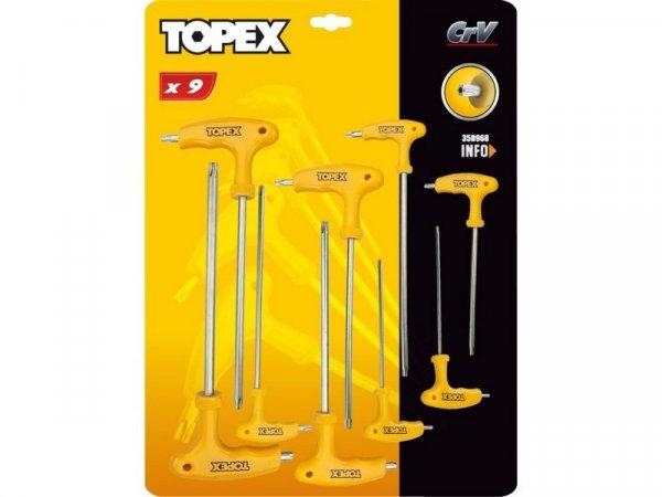 TOPEX Torx Kulcs Készlet 35D968 T- Nyelű 9 Részes