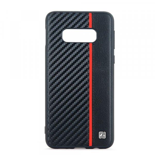 Meleovo Carbon bőrhatású prémium fekete-piros hátlapvédő tok Samsung
G970F Galaxy S10e