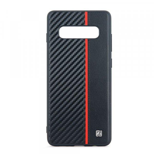 Meleovo Carbon bőrhatású prémium fekete-piros hátlapvédő tok Samsung
G973F Galaxy S10