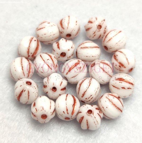 Melon gyöngy - Alabaster Copper - 6mm
