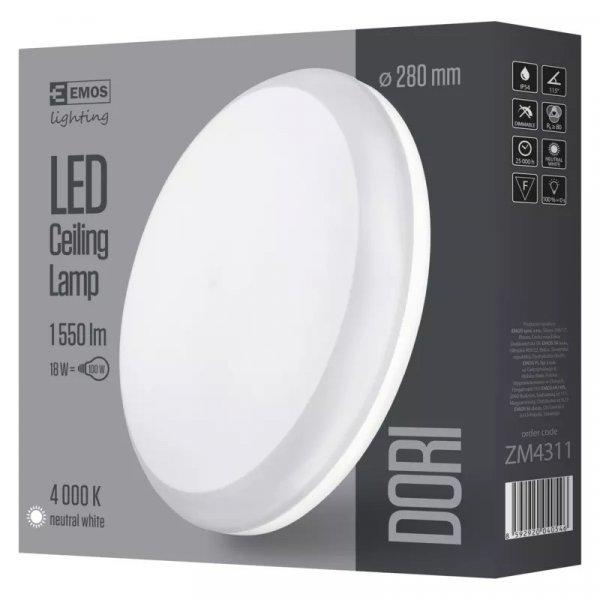 EMOS Dori LED mennyezeti lámpa 18W 1550lm IP54 term. fehér ZM4311