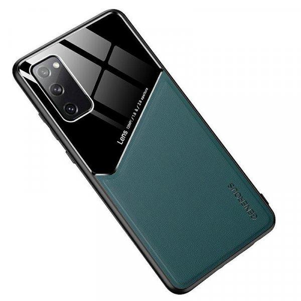 Lens tok - Apple iPhone 12 Pro 2020 (6.1) zöld üveg / bőr tok beépített
mágneskoronggal