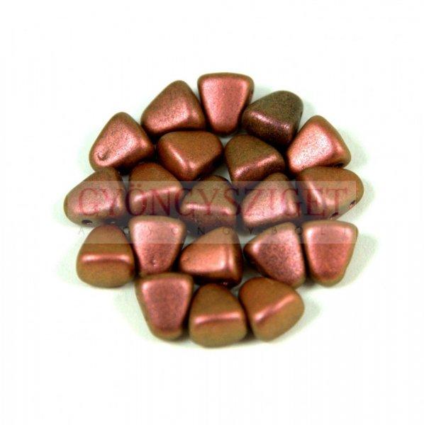Nib-Bit - Czech Pressed 2 Hole Bead - 6x5mm - Polichrome Copper Rose