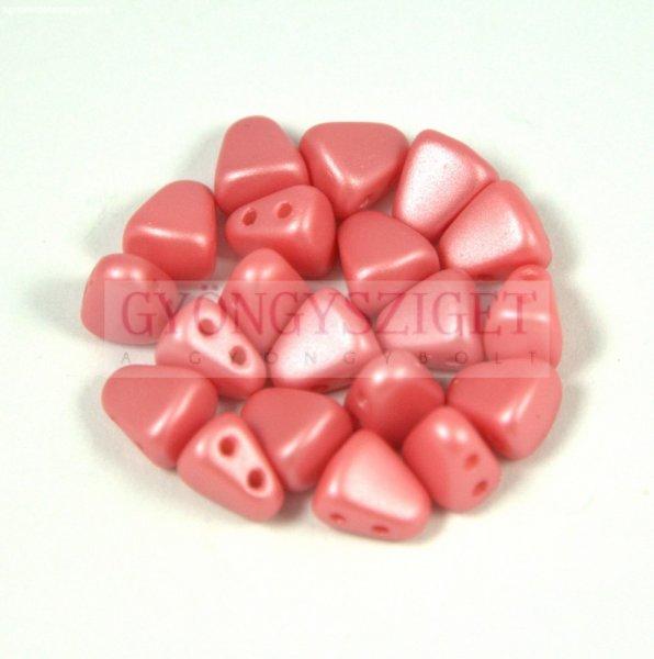 Nib-Bit - Czech Pressed 2 Hole Bead - 6x5mm - Silk Satin Light Red