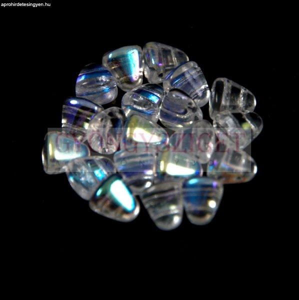 Nib-Bit - Czech Pressed 2 Hole Bead - 6x5mm - Crystal AB