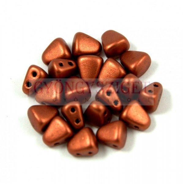 Nib-Bit - Czech Pressed 2 Hole Bead - 6x5mm - Matte Rust