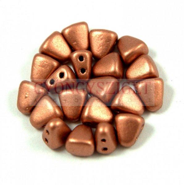 Nib-Bit - Czech Pressed 2 Hole Bead - 6x5mm - Matte Metallic Copper