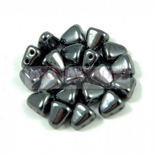 Nib-Bit - Czech Pressed 2 Hole Bead - 6x5mm - Gunmetal