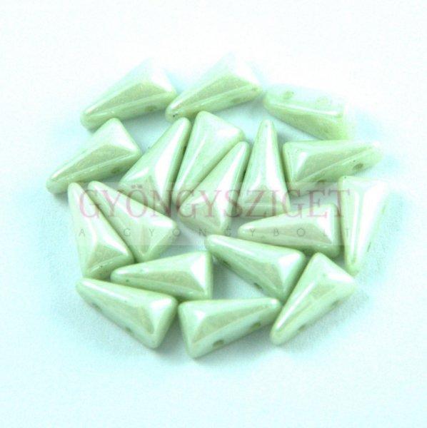 Vexolo cseh préselt 2lyukú gyöngy – White Green Luster - 5x8mm