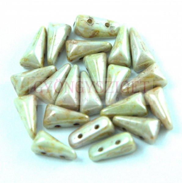 Vexolo cseh préselt 2lyukú gyöngy - Alabaster Green Brown Luster - 5x8mm