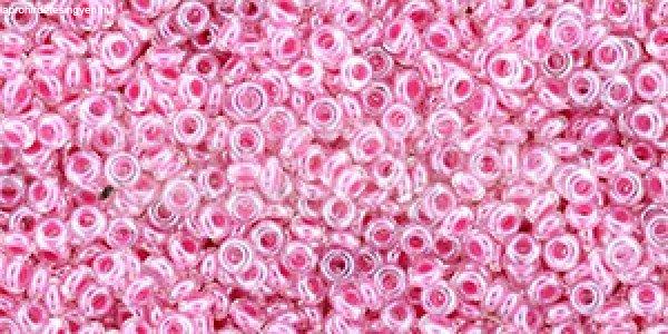 Toho demi round gyöngy - 1082 - Baby Pink Lined Crystal - 11/0