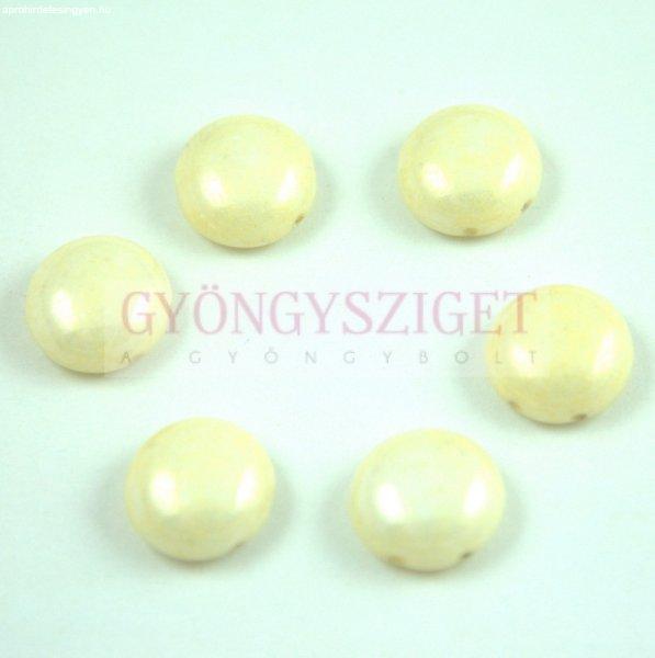 Candy - Cseh préselt kétlyukú gyöngy - Alabaster Light Beige Luster - 12mm