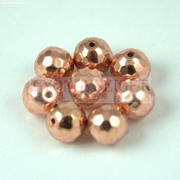 Hematit golyó gyöngy - csiszolt - Rose Gold színű - 6mm