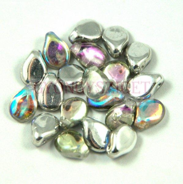 Pip cseh préselt üveggyöngy - Crystal Silver Rainbow - 5x7mm