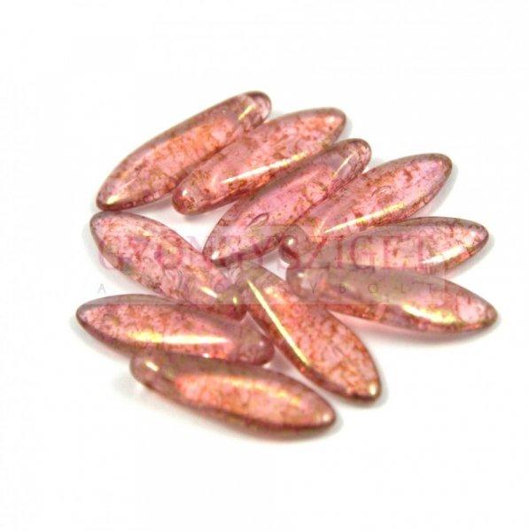 Lándzsa (szirom) cseh préselt üveggyöngy - rózsaszín arany lüszter
-5x16mm