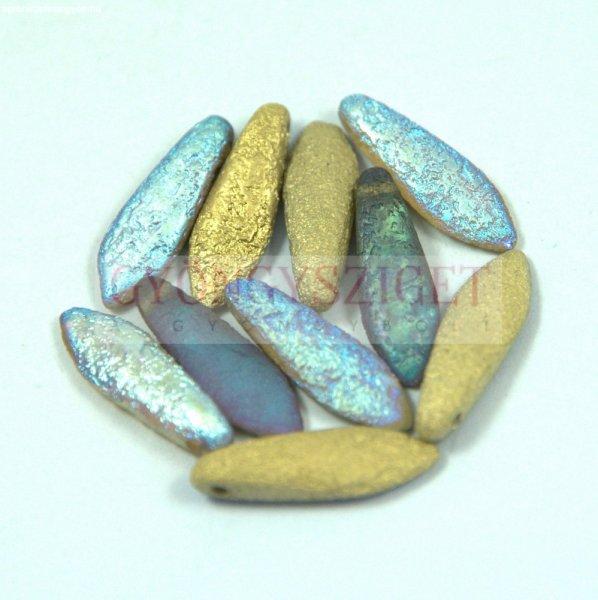 Lándzsa (szirom) cseh préselt üveggyöngy - etched crystal golden rainbow
-5x16mm