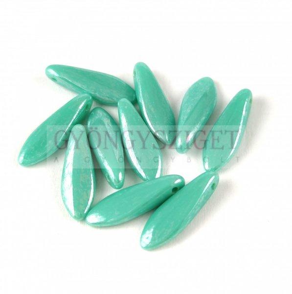 Lándzsa (szirom) cseh préselt üveggyöngy - Turquoise Green Luster - 5x16mm