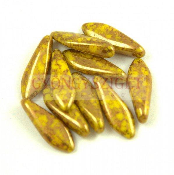 Lándzsa (szirom) cseh préselt üveggyöngy - Jonquil Bronze Luster - 5x16mm