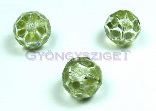 Kézzel festett csiszolt kristálygyöngy - metál menta pöttyös - 10mm