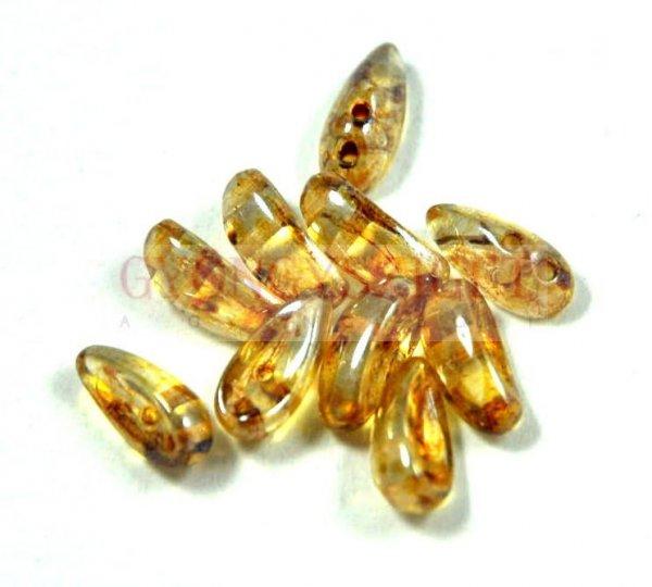 Chilli - cseh préselt kétlyukú gyöngy - crystal traventin - 4x11mm