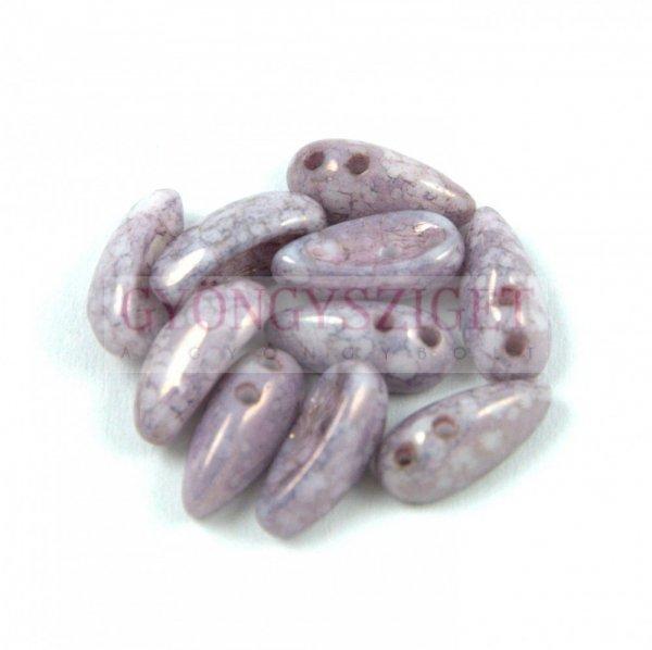 Chilli - cseh préselt kétlyukú gyöngy - alabástrom lila terracotta - 4x11mm