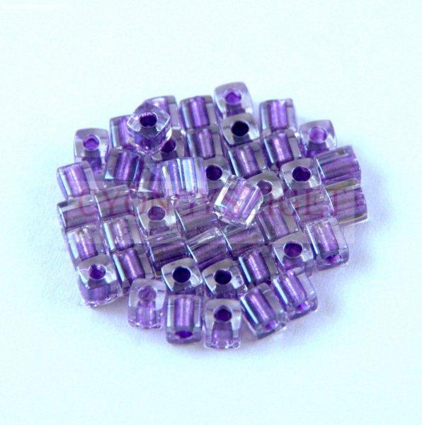 Miyuki kocka gyöngy - 2607 - Sparkling Purple Lined Crystal - 4mm