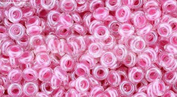 Toho demi round gyöngy - 1082 - Baby Pink Lined Crystal - 8/0