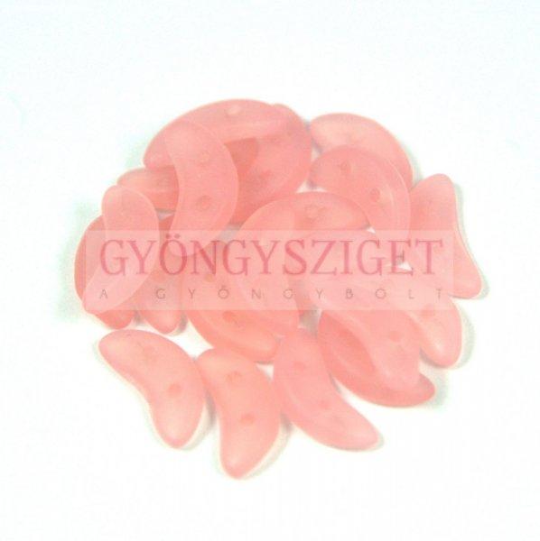 Crescent gyöngy - Kétlyukú félhold - Transparent Matte Rose - 10mm