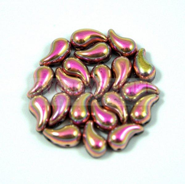 Zoliduo cseh préselt 2lyukú gyöngy - Jet Pink Gold - 5x8mm - BALOS