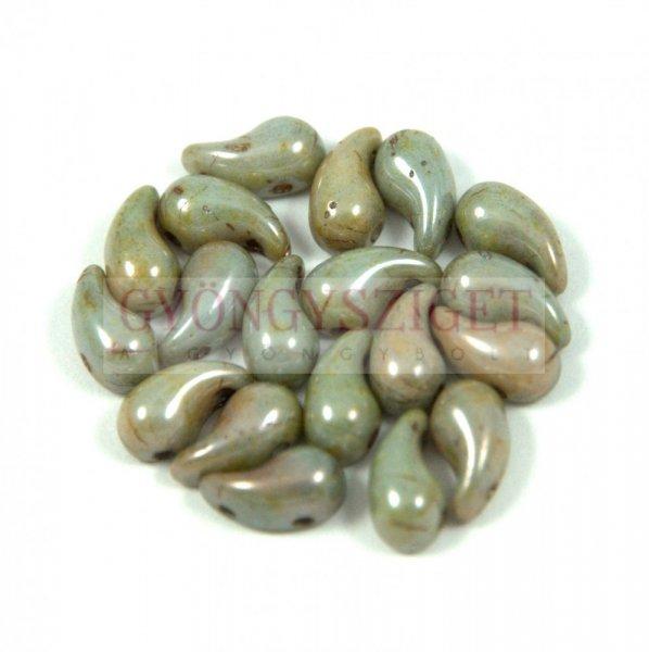 Zoliduo cseh préselt 2lyukú gyöngy - alabaster green grey luster - 5x8mm -
BALOS